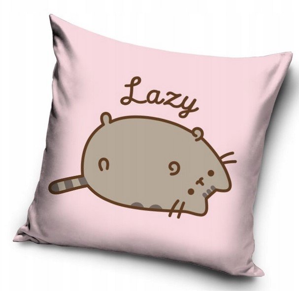 Poszewka 40x40 dekoracyjna MIĘKKI VELVET dla dziecka Kotek Pusheen różowy kot