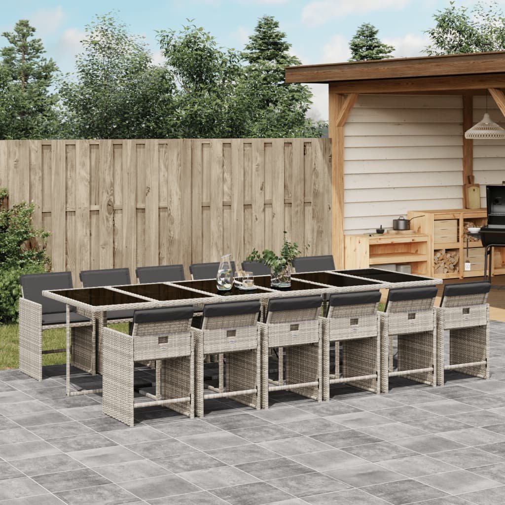 vidaXL 13-cz. zestaw mebli ogrodowych z poduszkami, jasnoszary