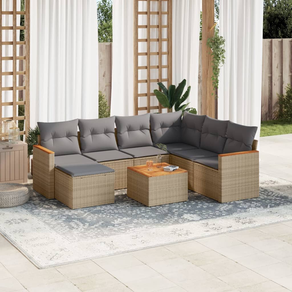 vidaXL 8-cz. zestaw mebli ogrodowych z poduszkami, mieszany beż