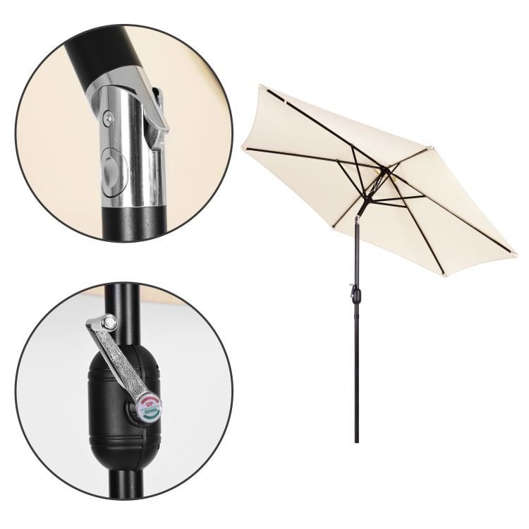 Duży parasol ogrodowy skośny łamany z korbą beżowy 270 cm