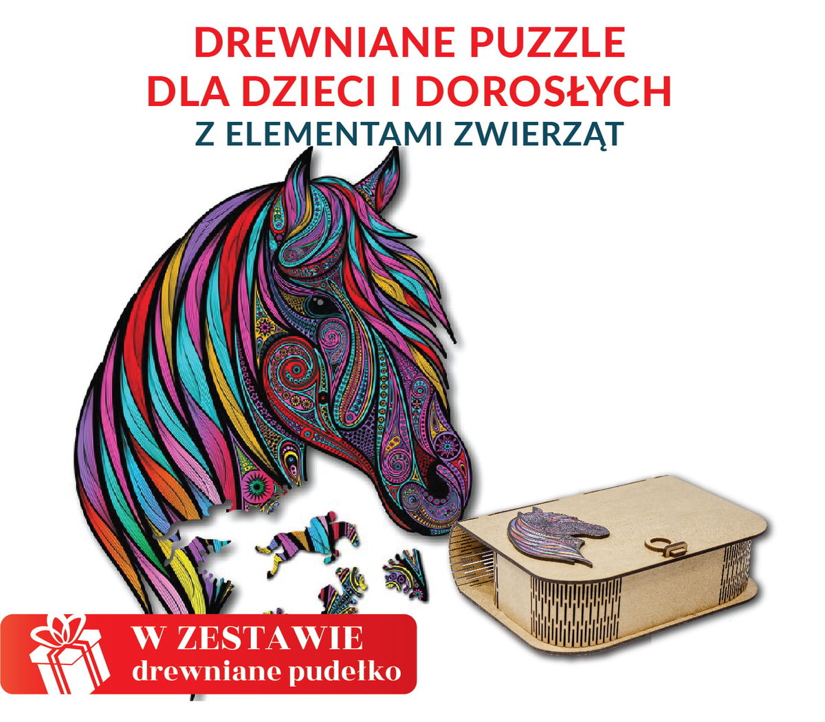 Puzzle Drewniane KOŃ XXL Prezent upominek