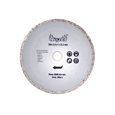 Condor Tarcza diamentowa pełna do cięcia na mokro 180 x 22,2 mm