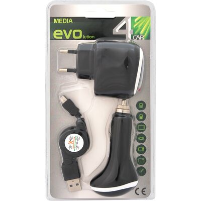 Zestaw ładowarek 12/24/220V Micro USB 4CAR