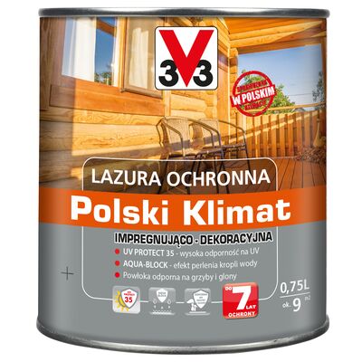 V33 Lazura ochronna Polski Klimat impregnująco-dekoracyjna 0,75 l sosna skandynawska