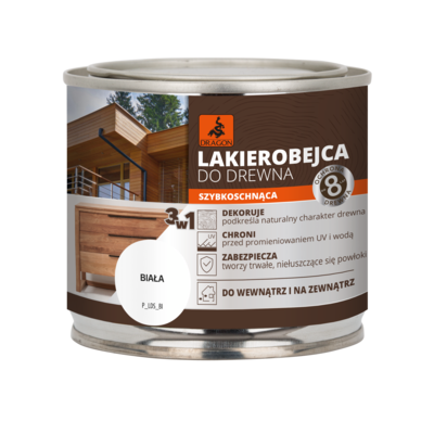 DRAGON Lakierobejca do drewna szybkoschnąca 200 ml biała