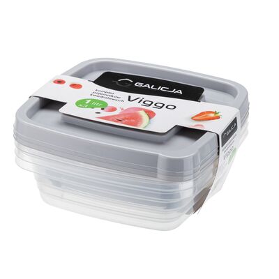 Komplet pojemników kwadratowych VIGGO 1 l 3 sztuki szary