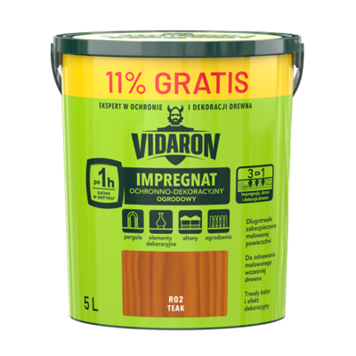 Impregnat Ochronno-Dekoracyjny Ogrodowy R02 teak 5 l VIDARON