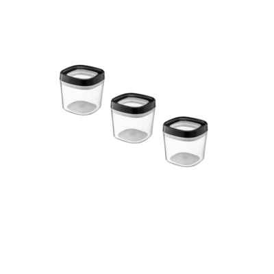 Zestaw 3 pojemników spożywczych transparentnych czarnych 600 ml AMOS