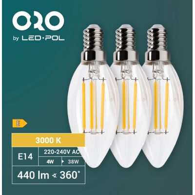 Żarówka LED ORO 3XE14 C35 FL 4W WW 3 szt.