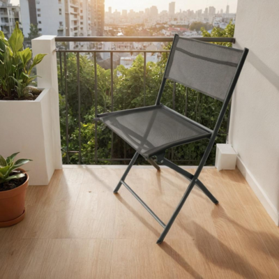 Krzesło ogrodowe składane szare 51 x 45 x 81 cm