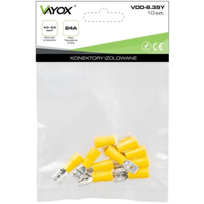 Konektory izolowane męskie 5 szt. + żeńskie 5 szt. żółte VDD-6.35Y Vayox