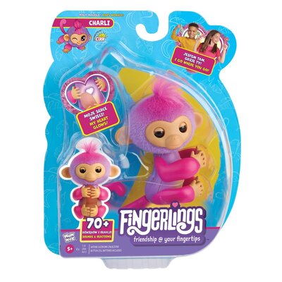 Fingerlings, Basic Monkey, Charli, małpka interaktywna, fioletowa