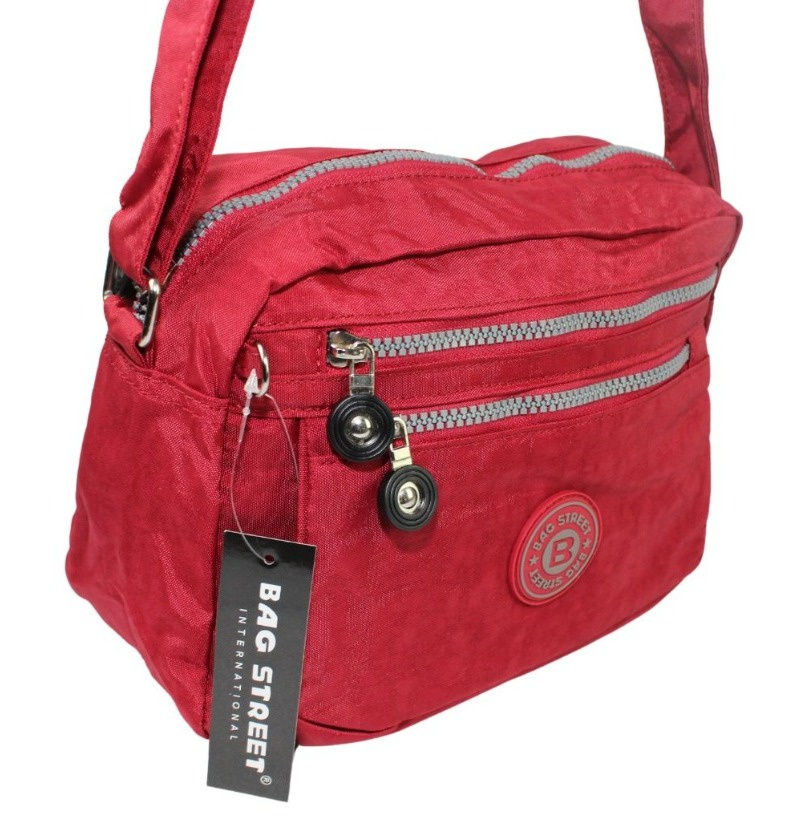 Stylowa Lekka Materiałowa Torba Pozioma Średnia Na Ramię Bag Street NR 2245 CZERWONY 28 x 19 x 12 [cm]