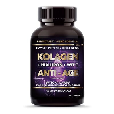 Intenson, Kolagen tabletki + hialuron + wit C ANTI-AGE, 120 tab.