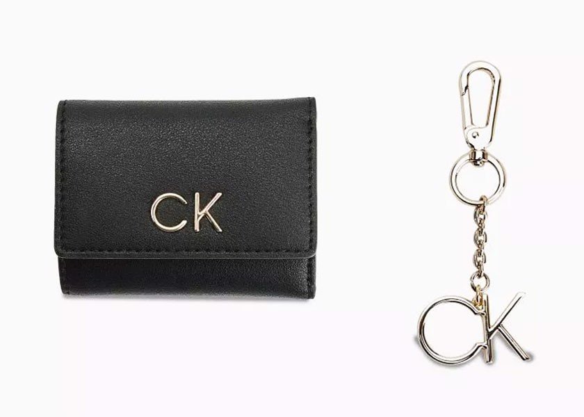 Calvin Klein Zestaw portfel + brelok K60K610016 one size RE-Lock Trifold XXS +Key Fob