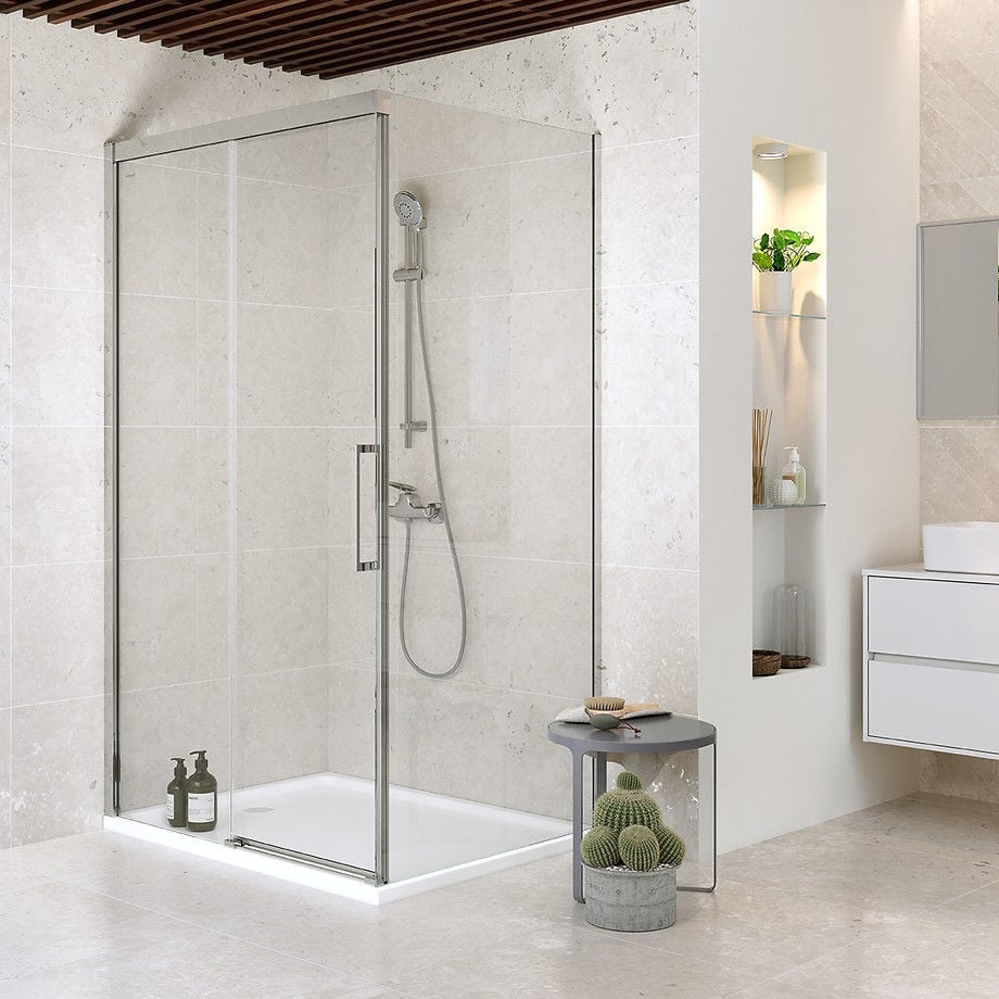 Kabina prysznicowa Cersanit Crea 140x90x200 prostokątna uniwersalna przesuwna chrom transparentne S601-291