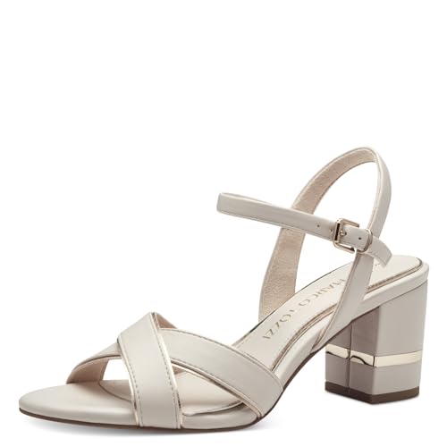 MARCO TOZZI Feel Me sandały damskie, miękka podszewka, wegańskie, 2-28340-42 sandały z obcasem, Cream Comb, 41 EU