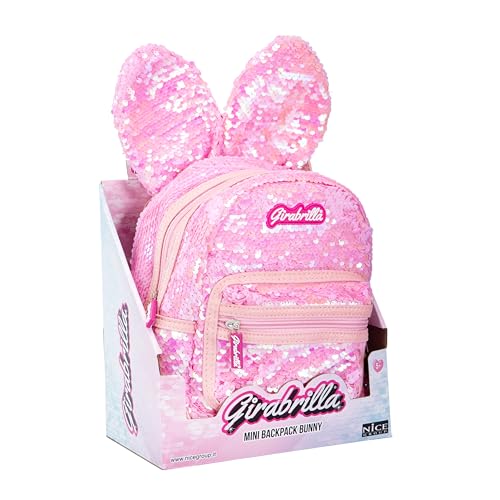 Girabrilla Bunny Backpack Pink, Różowy Królik Plecak z cekinami