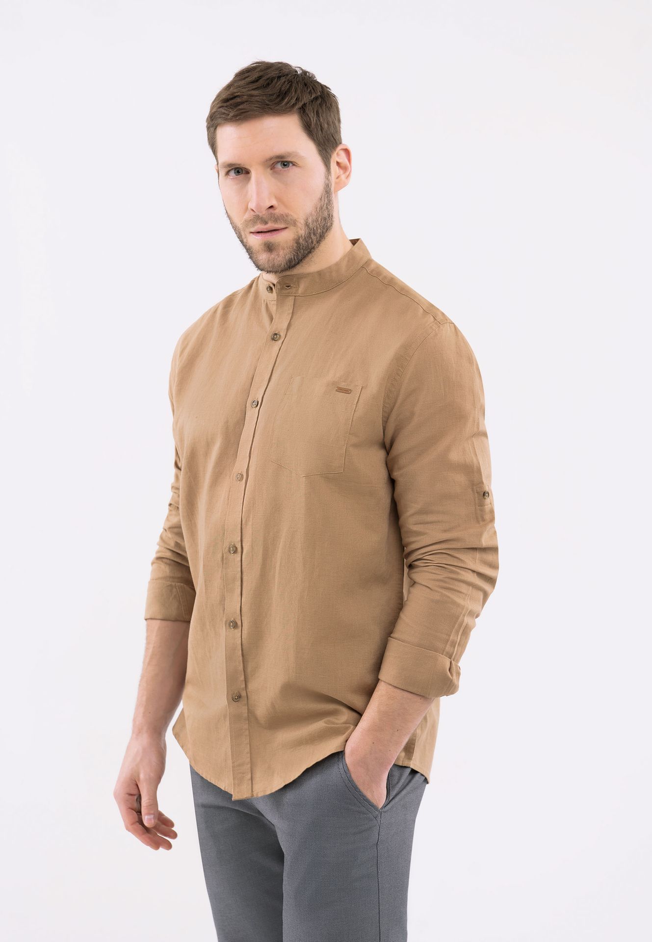Lniana koszula, Regular Fit, K-GESEL - Volcano