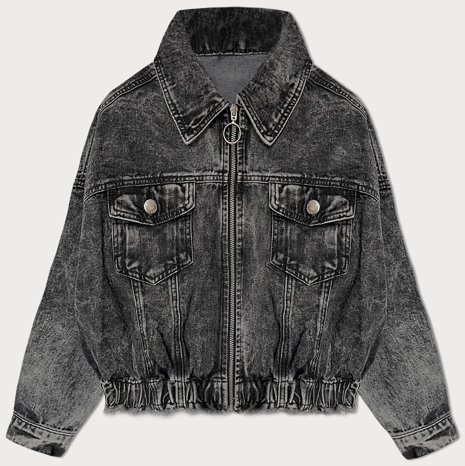 Jeansowa damska kurtka oversize czarna (POP7115K-POP7106K) - P.O.P. SEVEN