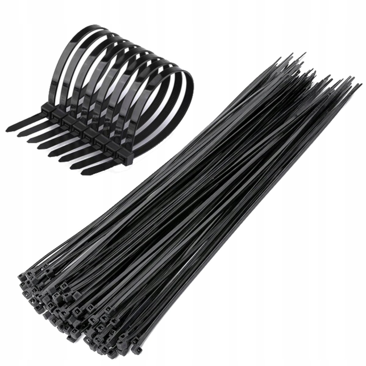 100x OPASKI ZACISKOWE KABLOWE ZIPERKI TRYTKI ODPORNE MOCNE 2,2x150 CZARNE