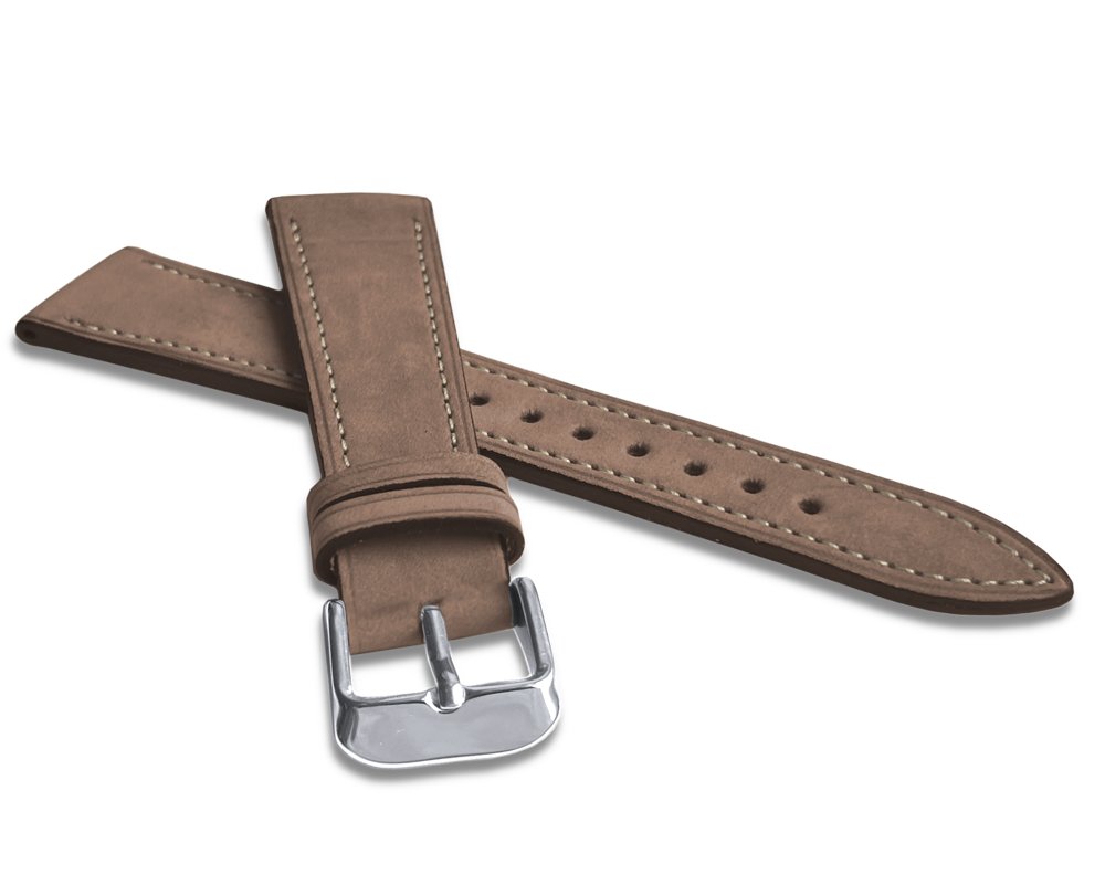 LAVVU Jasnobrązowy szyty skórzany pasek z miękkiego nubuku - 22