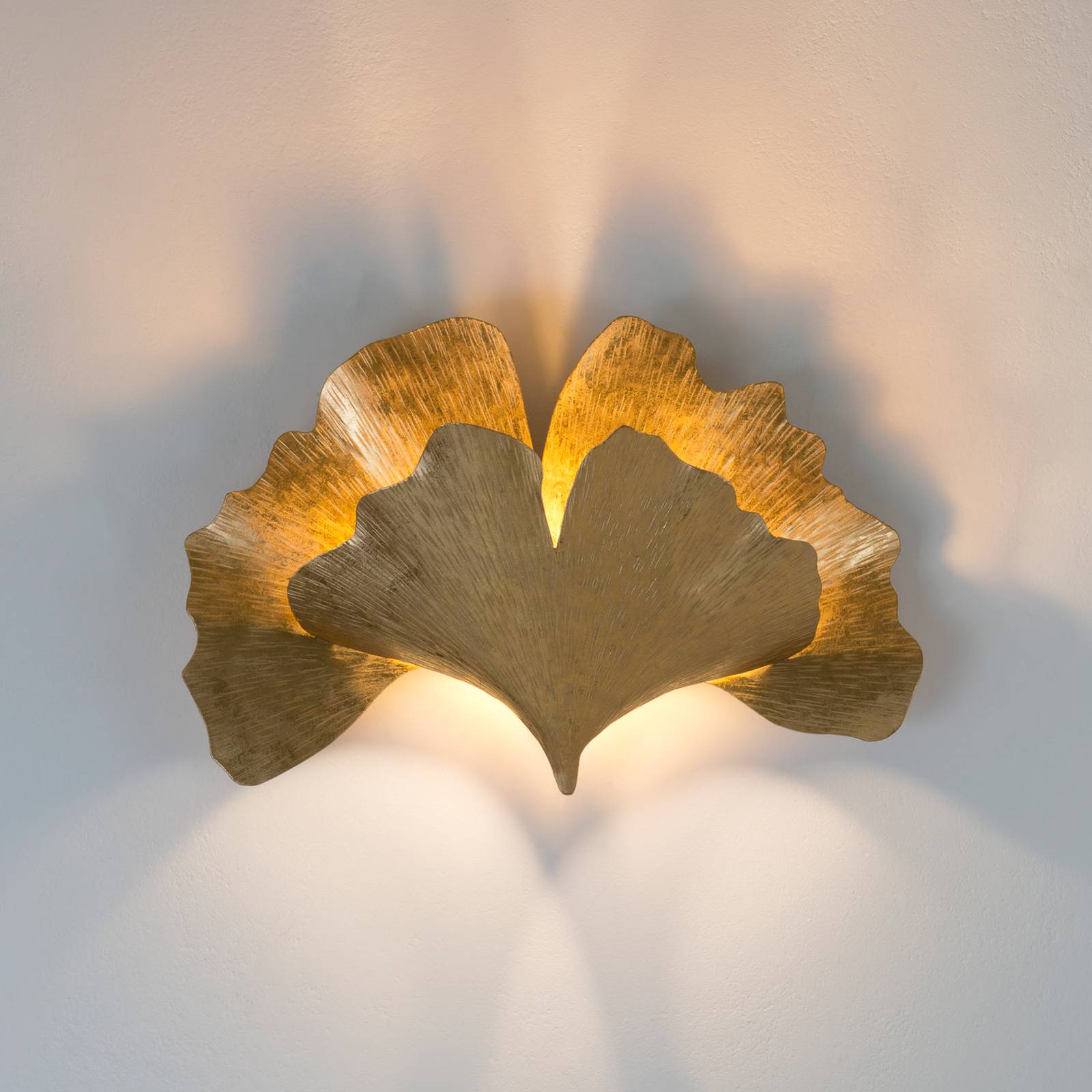 Holländer Kinkiet Gingko, kolor złoty, szerokość 38 cm, żelazo