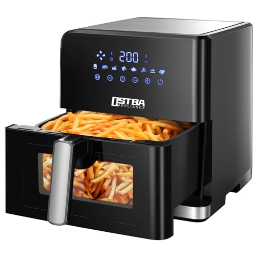 Frytkownica na gorące powietrze XXL 7,5 l z okienkiem, 8 programów, regulacja temperatury 80℃-200°C, 1700 W frytkownica powietrzna do zdrowego smażenia