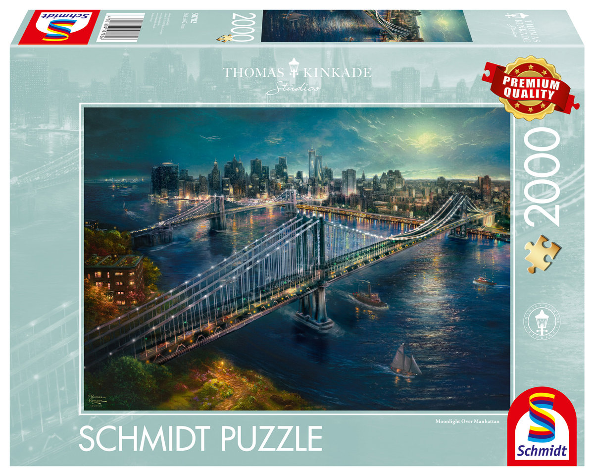 Puzzle, THOMAS KINKADE Światło księżyca nad Manhattanem / Nowy Jork, 2000 el.