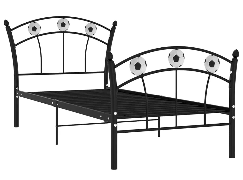 Czarne metalowe łóżko z motywem piłki 90x200 cm P5-C71