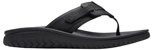 Clarks Wesley Sun klapki męskie, Czarna skóra, 46 EU