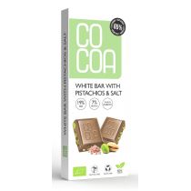 Cocoa Tabliczka biała z pistacjami i solą 60% mniej cukru 40 g Bio