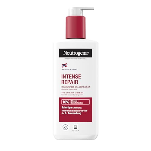 Neutrogena Norweska formuła Intense Repair regenerujący balsam do ciała CICA (250 ml), nawilżający, nietłusty balsam do ciała z gliceryną i Centella Asiatica do bardzo suchej, szorstkiej skóry