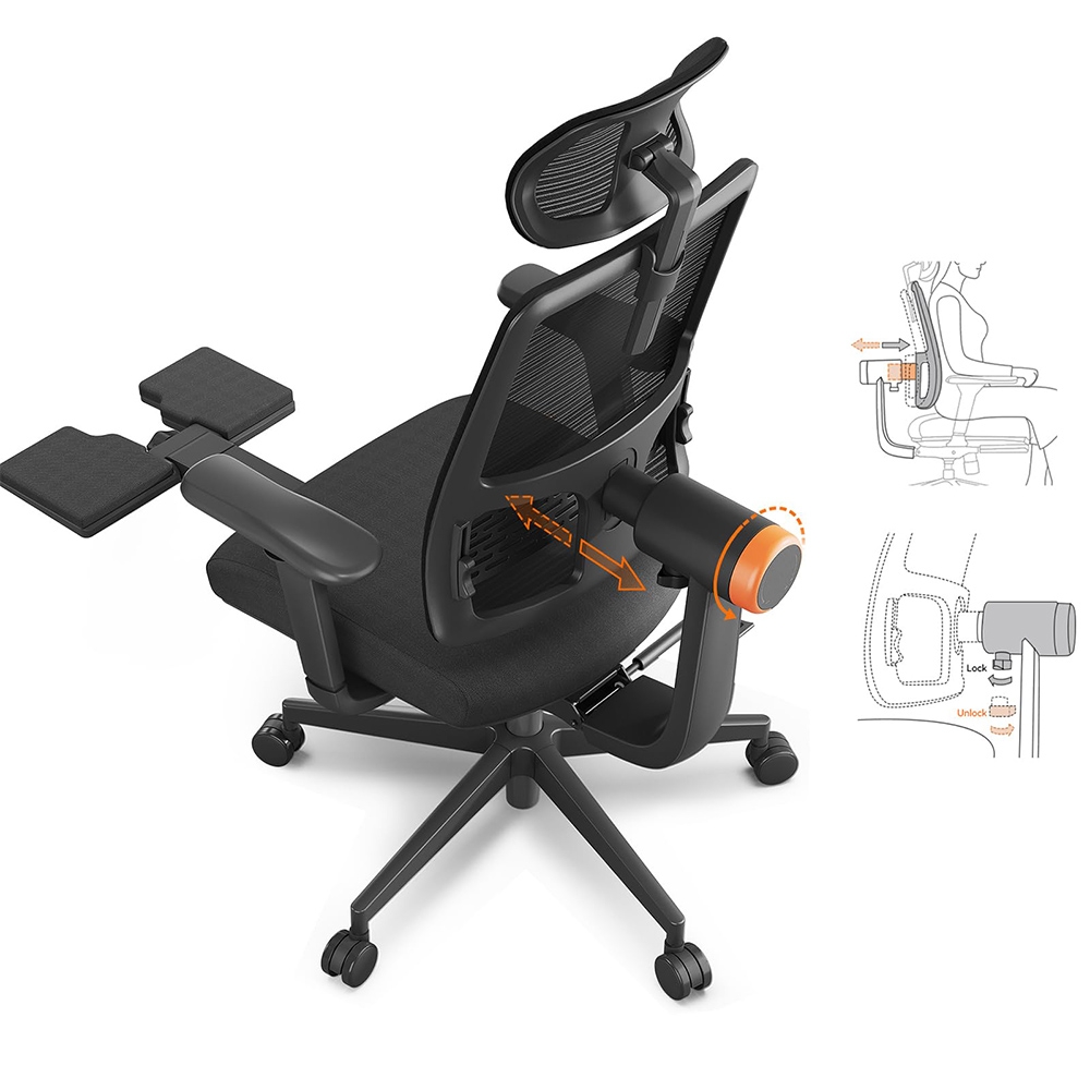 NEWTRAL MagicH-BP Ergonomic Chair with Footrest, Auto-Following Backrest, Adaptive Lower Back Support