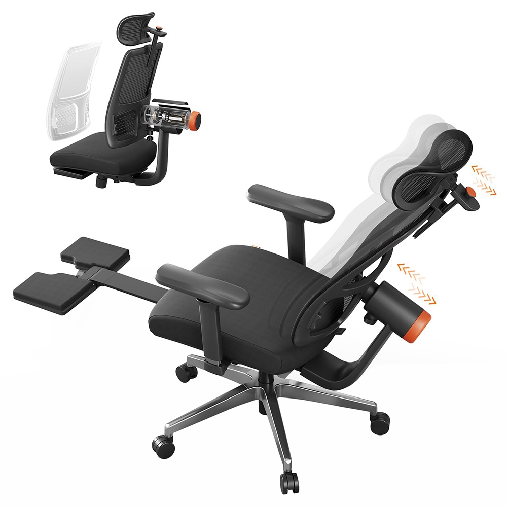 Krzesło ergonomiczne NEWTRAL MagicH-BPro z podnóżkiem, auto-regulacją oparcia i zagłówka, adaptacyjnym wsparciem krzyża