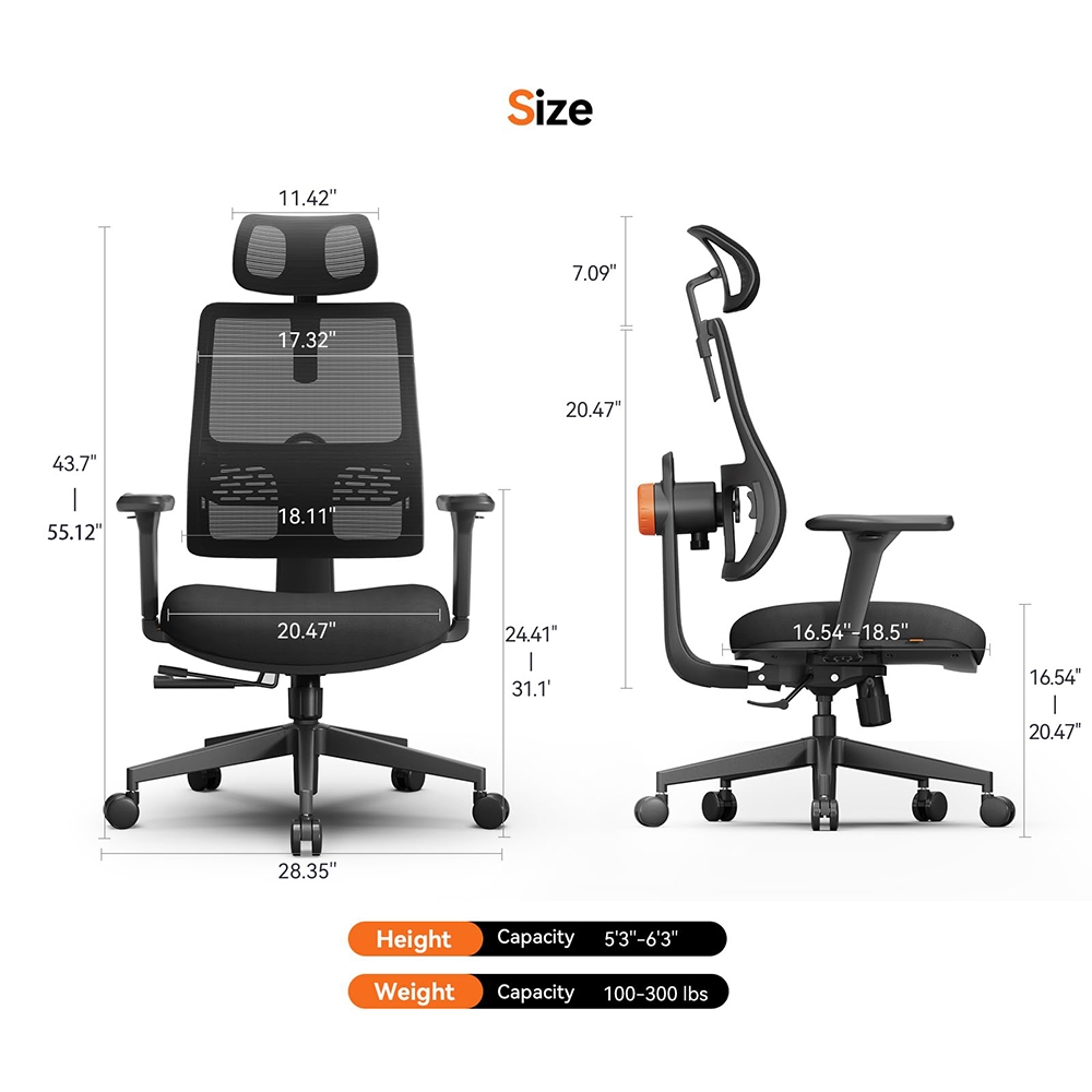 Krzesło ergonomiczne NEWTRAL MAGICH003, auto-dopasowujące oparcie, adaptacyjne wsparcie dolnej części pleców