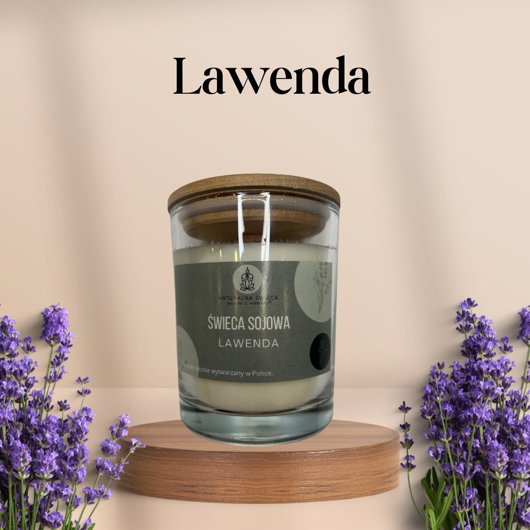 Lawenda Świeca sojowa z drew. zamknięciem 250 ml