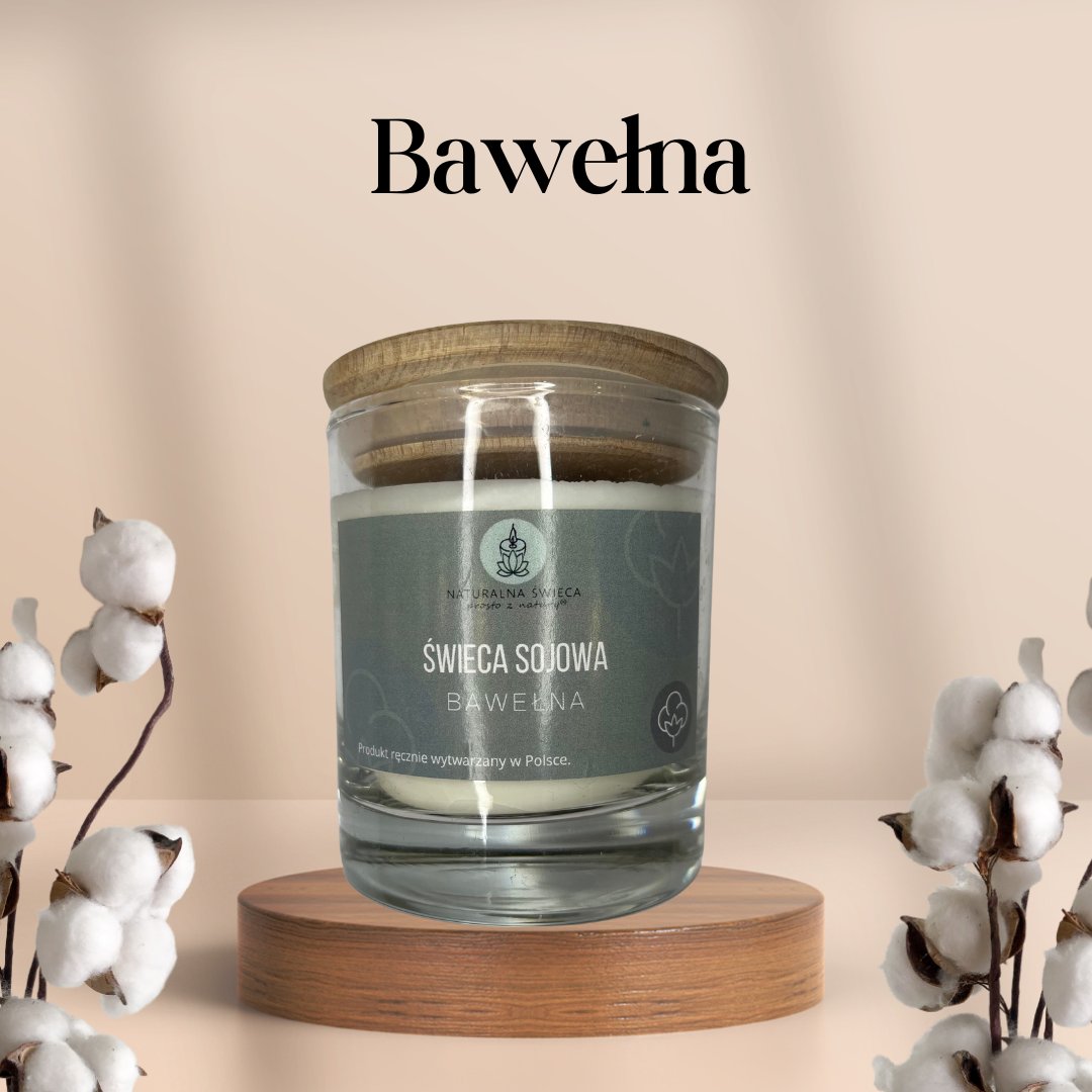 Bawełna Świeca sojowa z drew. zamknięciem 250 ml