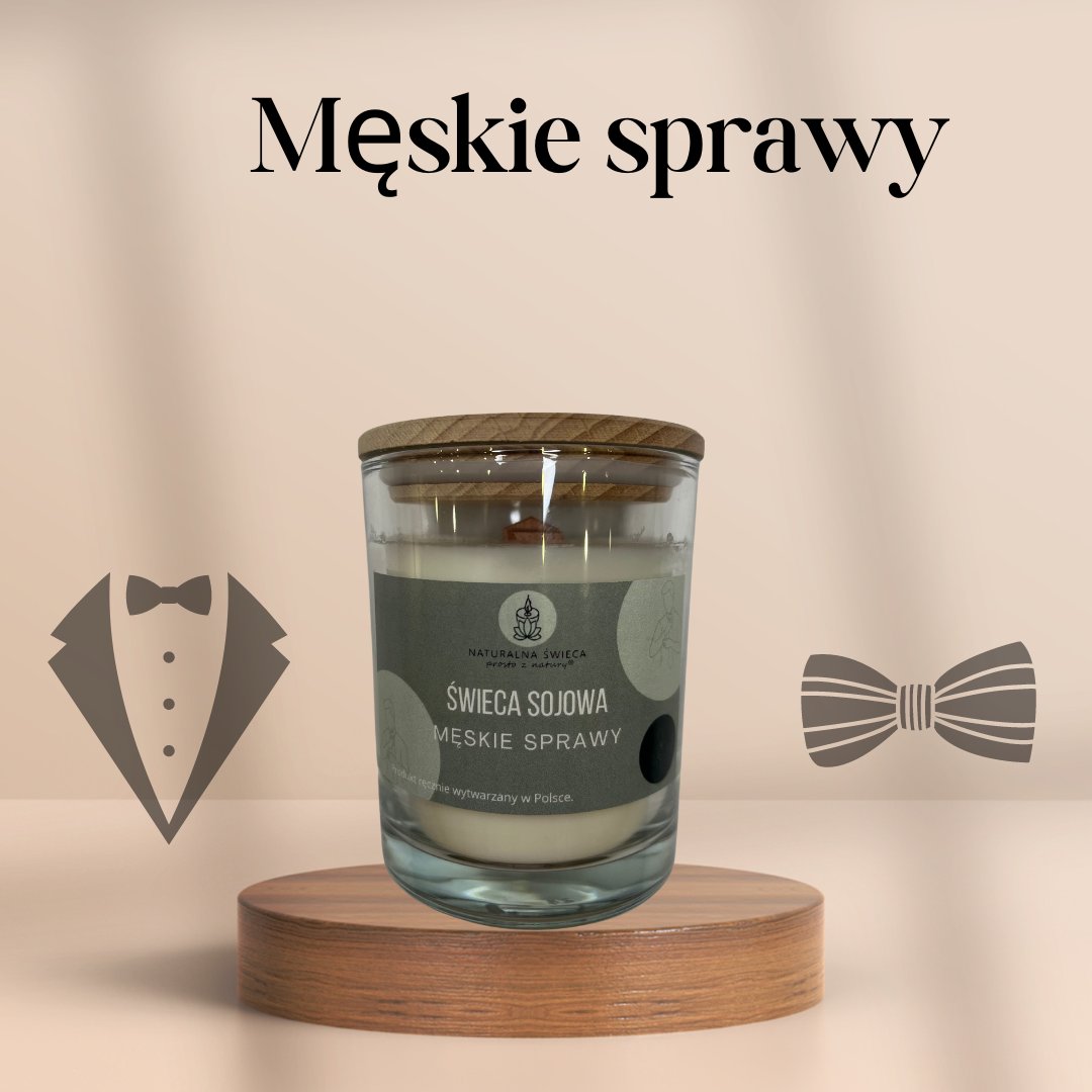 Męskie sprawy Świeca sojowa z drew. zamknięciem 250 ml