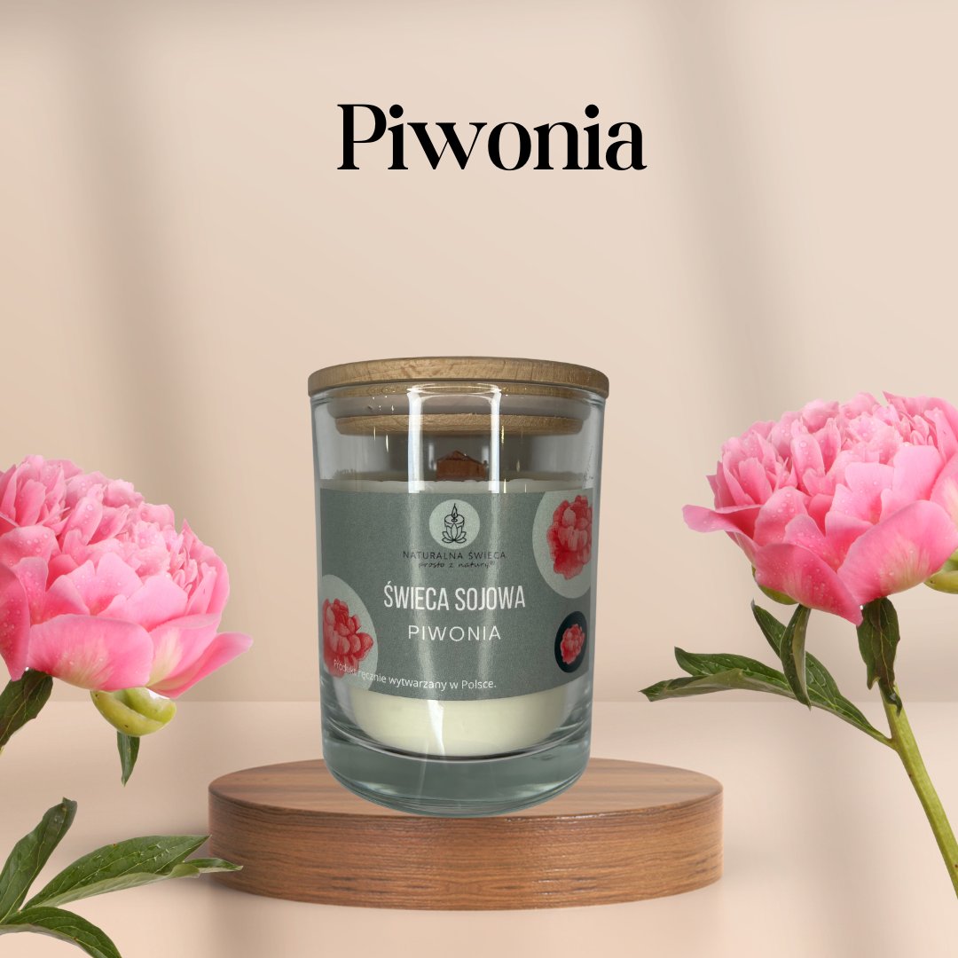Piwonia Świeca sojowa z drew. zamknięciem 250 ml