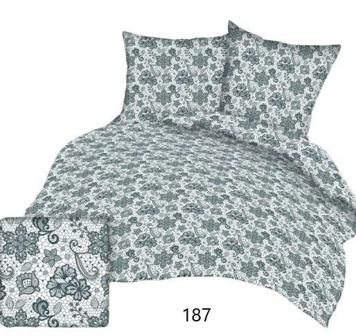 Poszewka 70x80 biała szare kwiatki bawełna Max