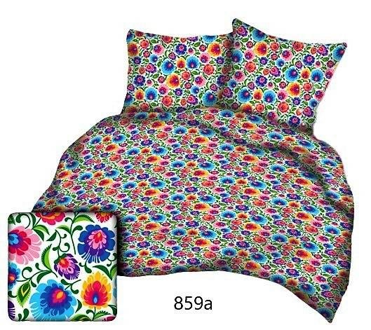Poszewka 40x40 łowicka biała kolorowe kwiatki bawełna Max
