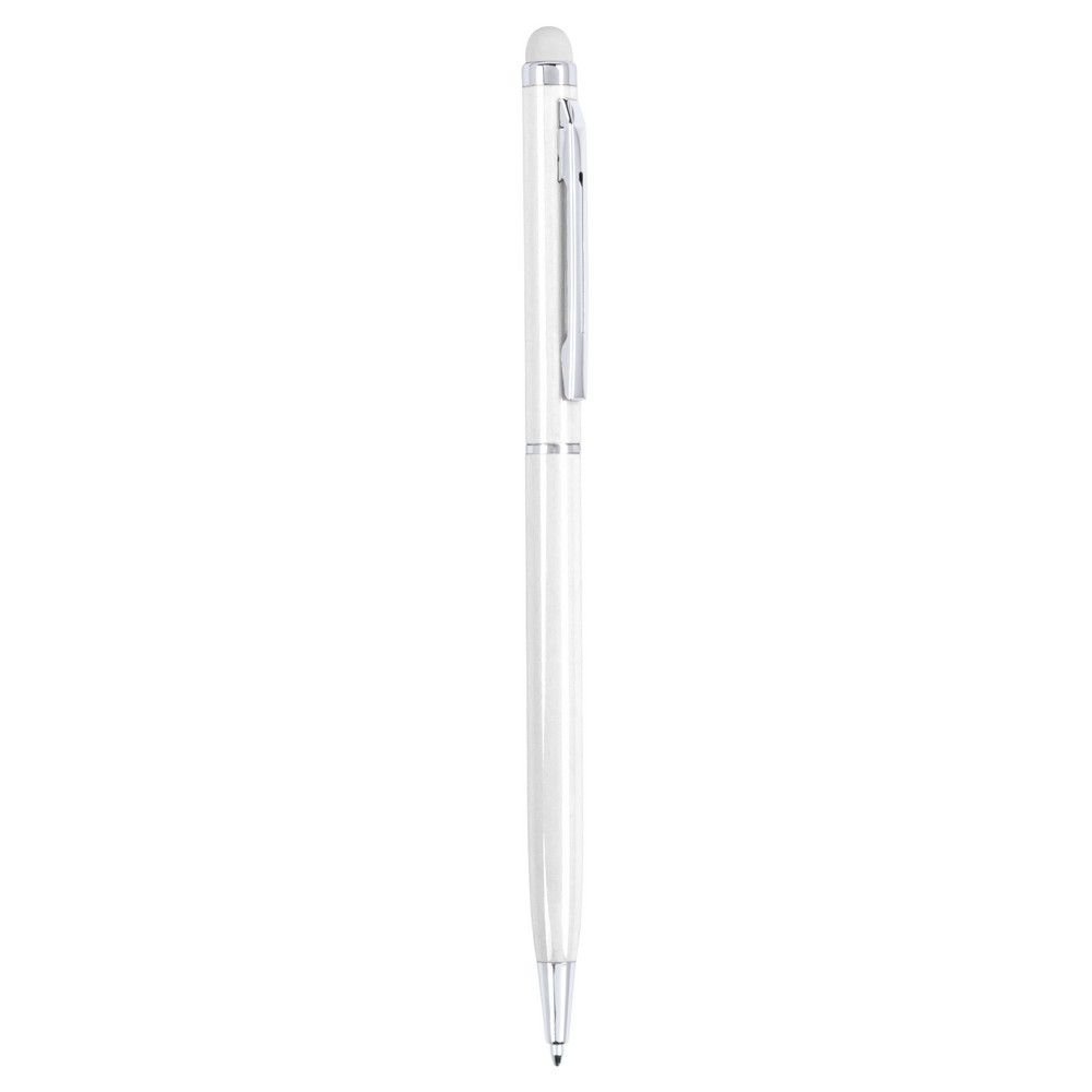 Stylowy Długopis z Touch Penem, Kolor Biały z Wykonania z Aluminium, Wymiary: Ø0,8 x 13,6 cm