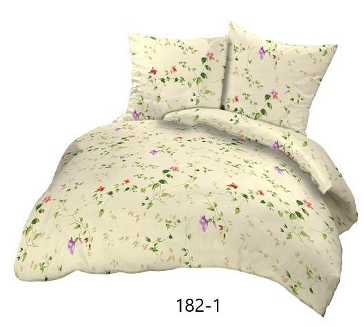 Poszewka 50x60 powój kremowa kwiatki kolorowe bawełna Max