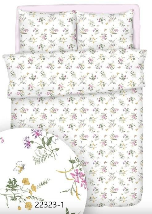 Pościel 140x200 biała kolorowe polne kwiatki bawełna Max