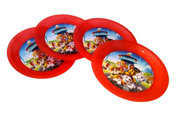 Zestaw 4 talerzyków Psi Patrol. Czerwone - 21 cm