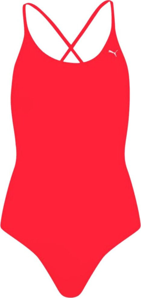 Kostium kąpielowy damski Puma Swim V-Neck czerwony-S