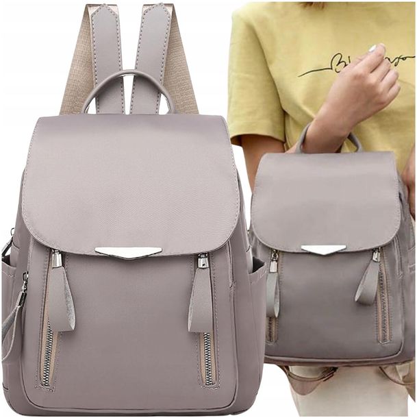 Plecak Damski szary elegancki wodoodporny pojemny