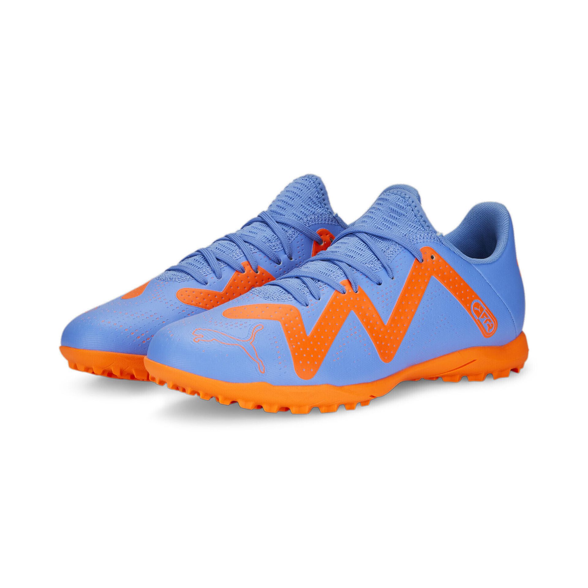 PUMA Męskie buty piłkarskie Future Play TT, niebieski błyszczący biały - ultra pomarańczowy, 40 EU
