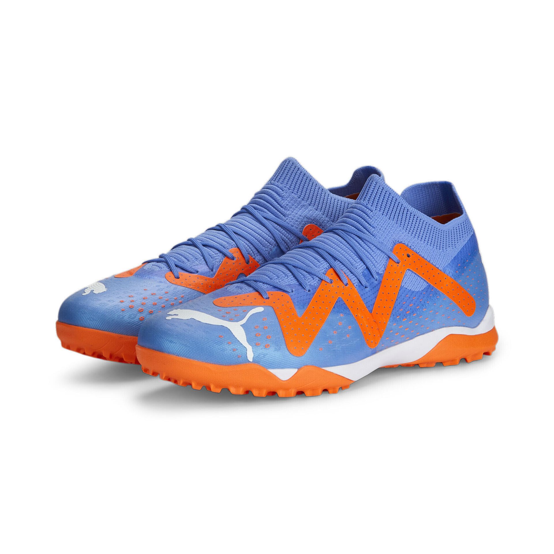 PUMA Męskie buty piłkarskie Future Match Tt, Blue Glimmer Puma White Ultra Orange, 44.5 EU